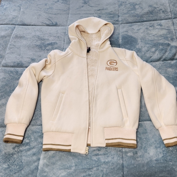 Kids Cream Packers Hooded Jacket Sherpa Lined - Picture 1 of 8